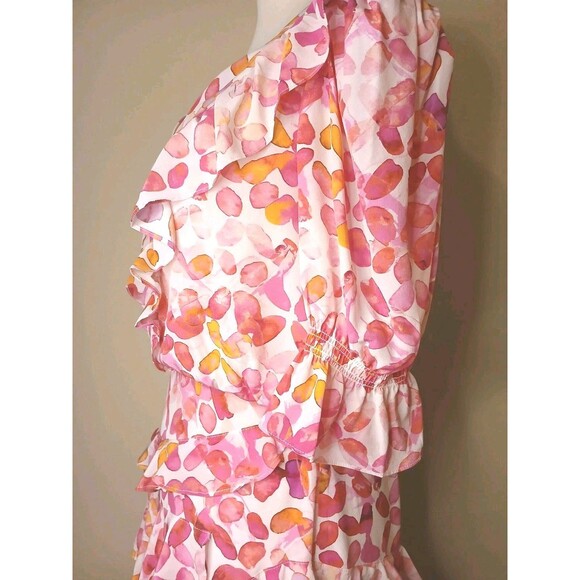 Tyler Boe Dress Sz 4 Pink Floral 100% Silk A-line Midi Ruffled Lined $388 NWT - Picture 4 of 16